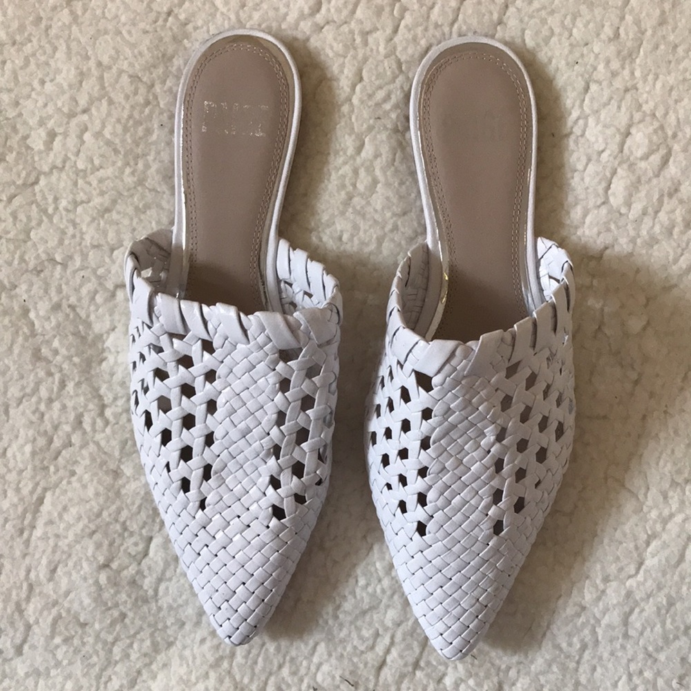 Paige | Alana Woven White Leather Mules Size 7.5 - Picture 1 of 7